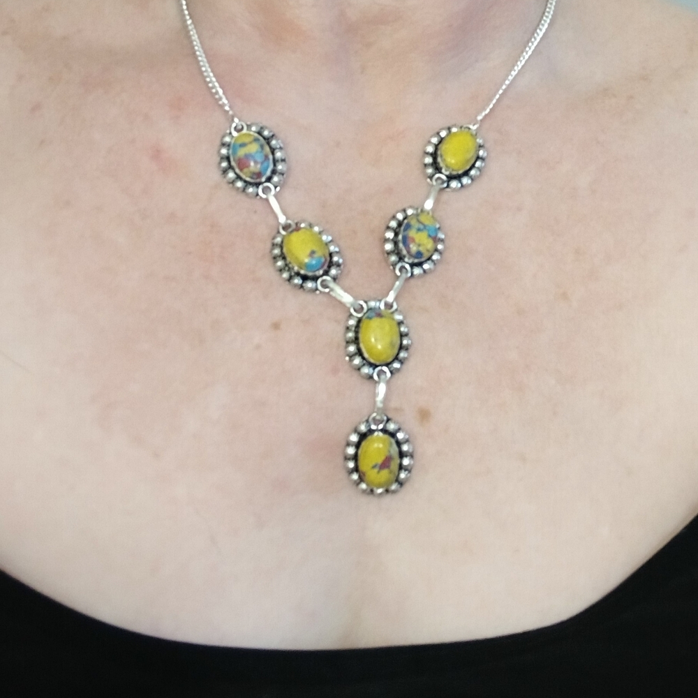 New Mosaic Balloon Jasper 925 Silver Necklace.